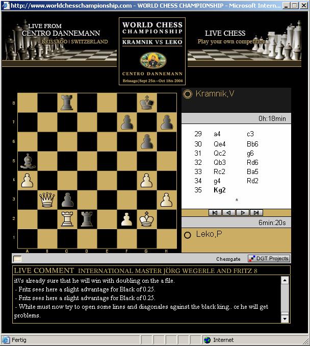 Partie 1
Screenshot von www.worldchesschampionship.com