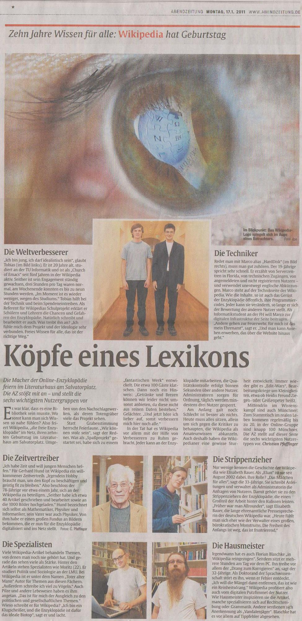 Münchner Abendzeitung,
 17.01.2011